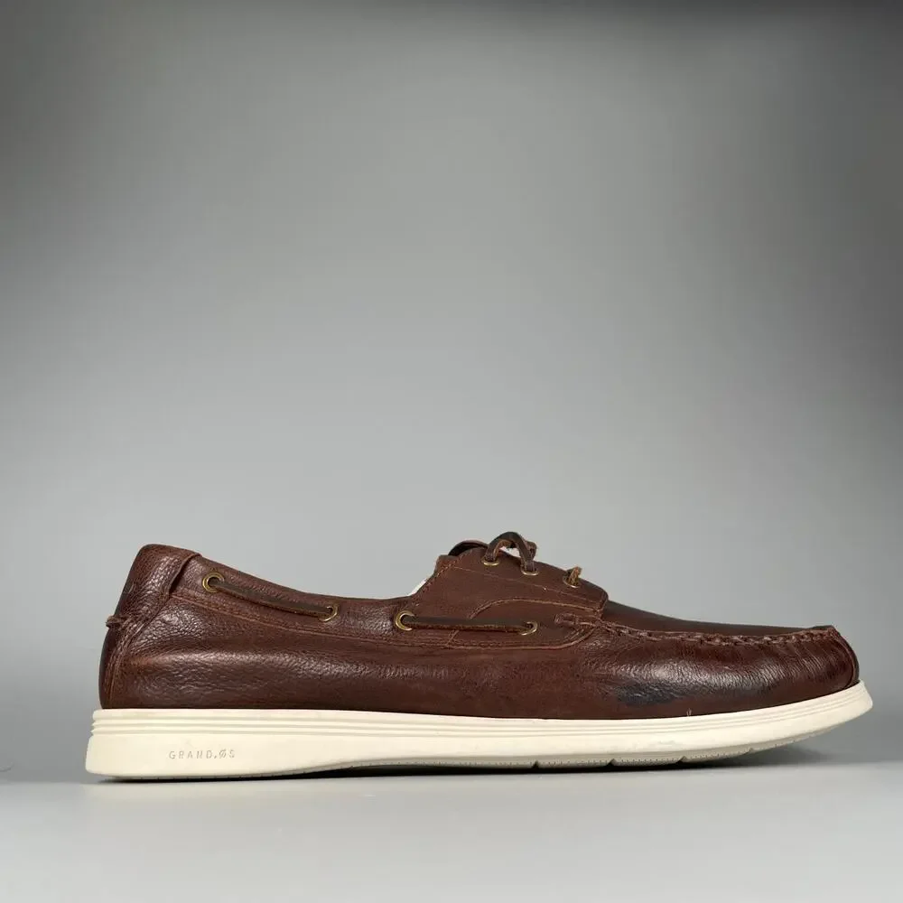 Cole Haan C28865 Men's Size 13 M Brown Leather Two Eye Lace Up Boat Shoes Casual